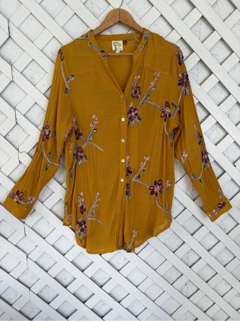 Fig and Flower by Anthropologie Embroidered Long Sleeve Top XL